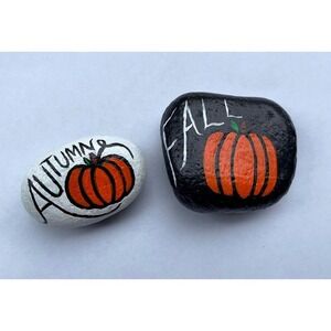 Autumn‎ Fall Hand Painted Rocks Pumpkins Halloween